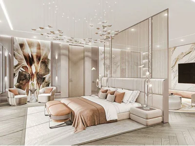 Wohnanlage New high-rise Sapphire Residence with swimming pools, a spa center and a co-working area near the canal and a highway, Al Safa, Dubai, UAE