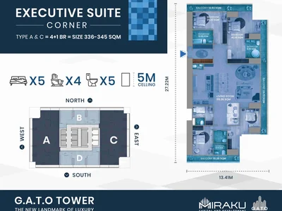 Residence Rising 296.5m with 67 floors in the heart of BKK1, Phnom Penh