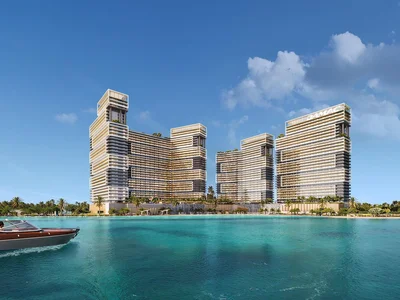 Zespół mieszkaniowy New waterfront residence Seacrest with a swimming pool, a private beach and a wellness center, Dubai Maritime City, Dubai, UAE