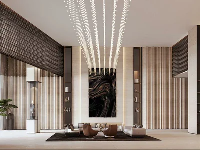 Wohnanlage New high-rise residence One by Binghatti with swimming pools and a tennis court in the central area of Business Bay, Dubai, UAE