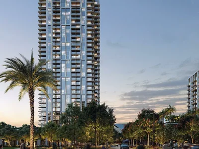 Wohnanlage New high-rise residence Valo with a swimming pool and a garden, Dubai Creek Harbour, Dubai, UAE