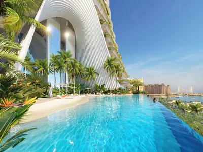 Complexe résidentiel Como Residences — tall residential complex by Nakheel with artificial lakes and sandy beach in Palm Jumeirah, Dubai