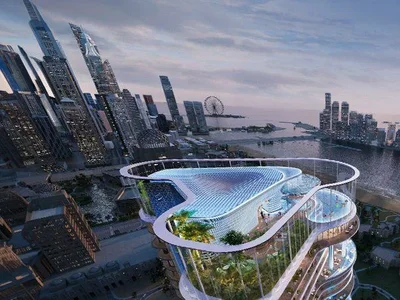 Complexe résidentiel New high-rise residence Damac Casa with swimming pools and gardens, Dubai Media city, Dubai, UAE