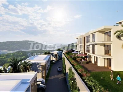  Pueblo de cabañas Townhouses 3+1 in Bodrum with private beach, pool and sea view