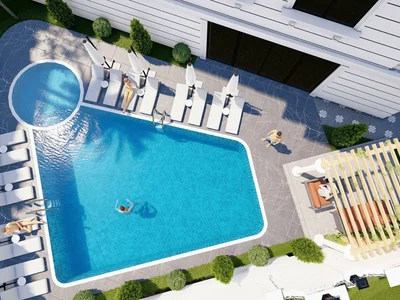 Wohnanlage Residential complex with swimming pool, stores and and recreation areas, with views of sea and mountains, Antalya, Turkey