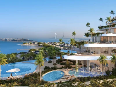 Complexe résidentiel Como Residences — tall residential complex by Nakheel with artificial lakes and sandy beach in Palm Jumeirah, Dubai