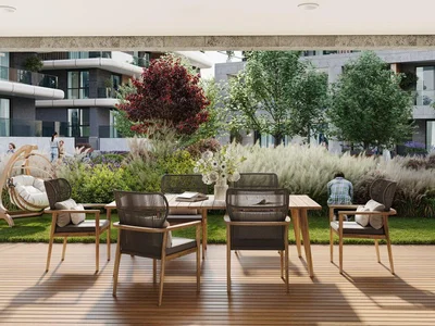 Zespół mieszkaniowy New residential complex with swimming pool, a fitness center and lounge areas, Istanbul, Turkey