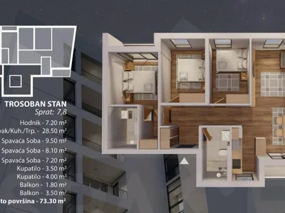 Wohnviertel Stan 73 m² na Prodaju – Stari Bar, Bar