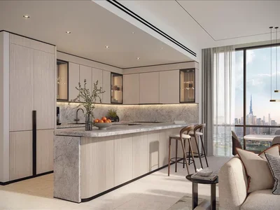 Zespół mieszkaniowy New high-rise Atelis project with pools, co-working areas and direct access to the promenade in Dubai Design District, in the heart of Dubai