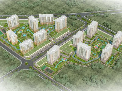 Wohnanlage New residence with a swimming pool, green areas and a fitness center close to a highway, Istanbul, Turkey