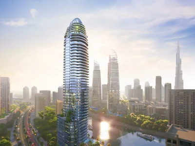 Complejo residencial New high-rise Altitude Residence with swimming pools on the bank of the canal, Business Bay, Dubai, UAE