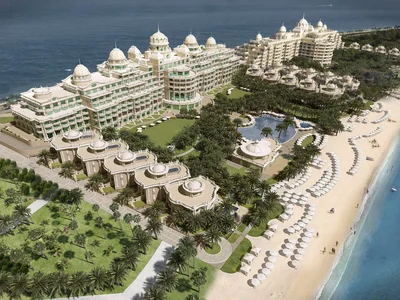 Residential complex New luxury residence Raffles penthouses with a mini golf course and a beach club, Palm Jumeirah, Dubai, UAE