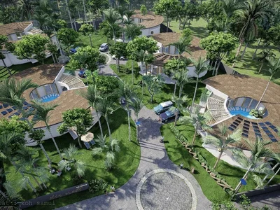 Zespół mieszkaniowy New complex of furnished villas with swimming pools, 8 minutes away from Maenam Beach, Samui, Thailand