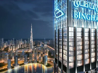Complexe résidentiel Burj Binghatti Jacob Residences — luxury high-rise residence with a swimming pool and a spa center near a yacht club in Business Bay, Dubai