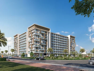 Residential complex New residence Beach Oasis 2 with a swimming pool and a manmade beach, Dubai Studio City, Dubai, UAE