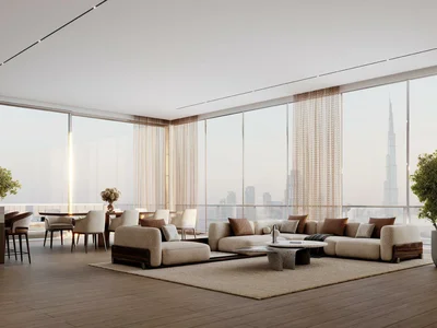 Wohnanlage New high-rise residence One by Binghatti with swimming pools and a tennis court in the central area of Business Bay, Dubai, UAE