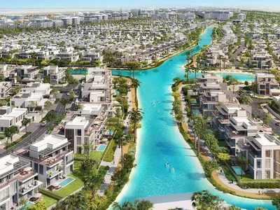 Zespół mieszkaniowy New gated complex of villas and townhouses South Bay 6 with a lagoon and beaches close to the airport, Dubai South, Dubai, UAE