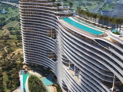 Wohngebäude Apartments mit Blick auf den Burj Khalifa in der Business Bay