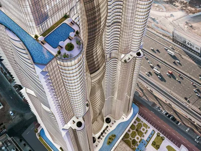 Complexe résidentiel Al Habtoor Tower — high-rise residence by Al Habtoor Group with a swimming pool and a lounge area in Business Bay, Dubai