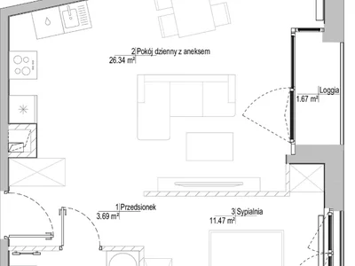 Жилой комплекс 1-комнатная квартира 45,75 м² в Варшаве — Białołęka