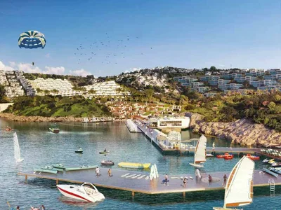 Residential complex Three-level houses in a residential complex with a private beach, a marina, a wide range of services in Bodrum, Mugla, Turkey