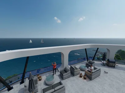 Wohnanlage Residential complex with swimming pool next to the pier, Mersin, Turkey