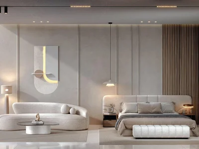 Zespół mieszkaniowy New Boulevard Residence with a swimming pool and a spa area, Dubailand, Dubai, UAE