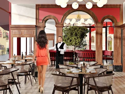 Complexe résidentiel Residential complex with its own beach, restaurants and party clubs, The World Islands, Dubai, UAE