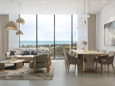 Wohnanlage New Selene Beach Residences with a lagoon, a swimming pool and parks, Al Seanneeah, Dubai, UAE