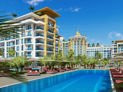 Complexe résidentiel New beachfront residence with a private beach and a 5-star hotel in a picturesque area, Turkler, Alanya, Turkey