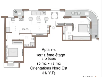 Barrio residencial Avec terrasse dans un immeuble neuf neuf projet de qualite renove