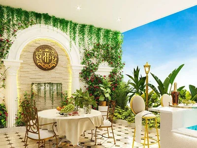 Wohnanlage New luxury Aqua Flora Residence with gardens, swimming pools and a kids' adventure park, Al Barsha South, Dubai, UAE